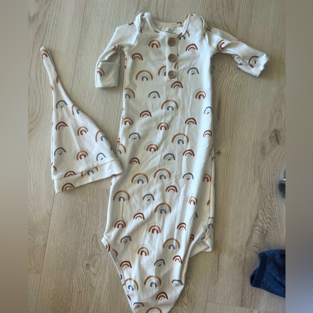 Caden lane Baby rainbow gown and hat